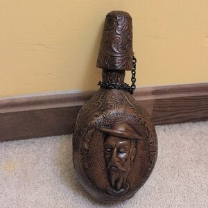 Vintage Spanish Wine Decant Leather Wrapped